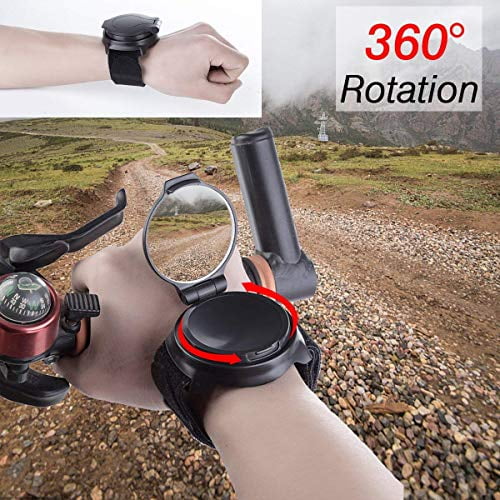 Bicycle Back Mirrors 360 degree Rearview Cycling Wrist Mirror Adjustable